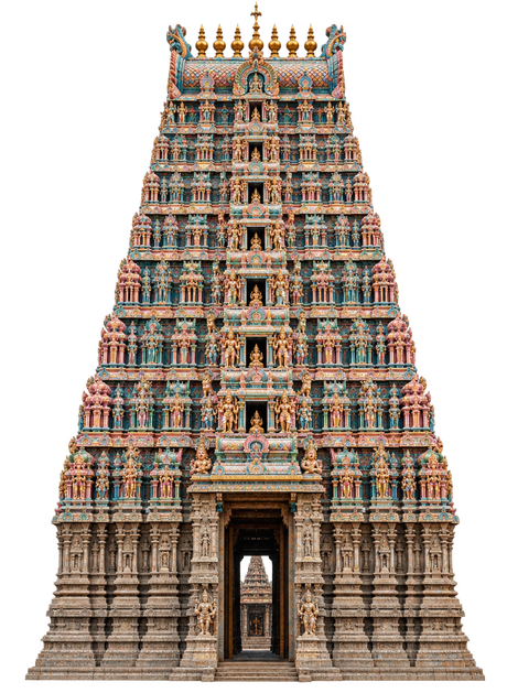 மதுரை மீனாட்சி அம்மன் கோயிலின் ஒரு ராஜகோபுரம்